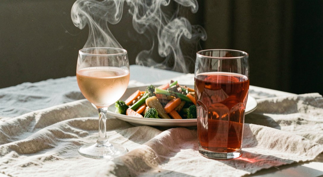 Une assiette d’huîtres ouvertes sur un lit de gros sel, un verre de cidre à côté, lumière de terrasse face à la mer, arrière-plan d’estuaire
